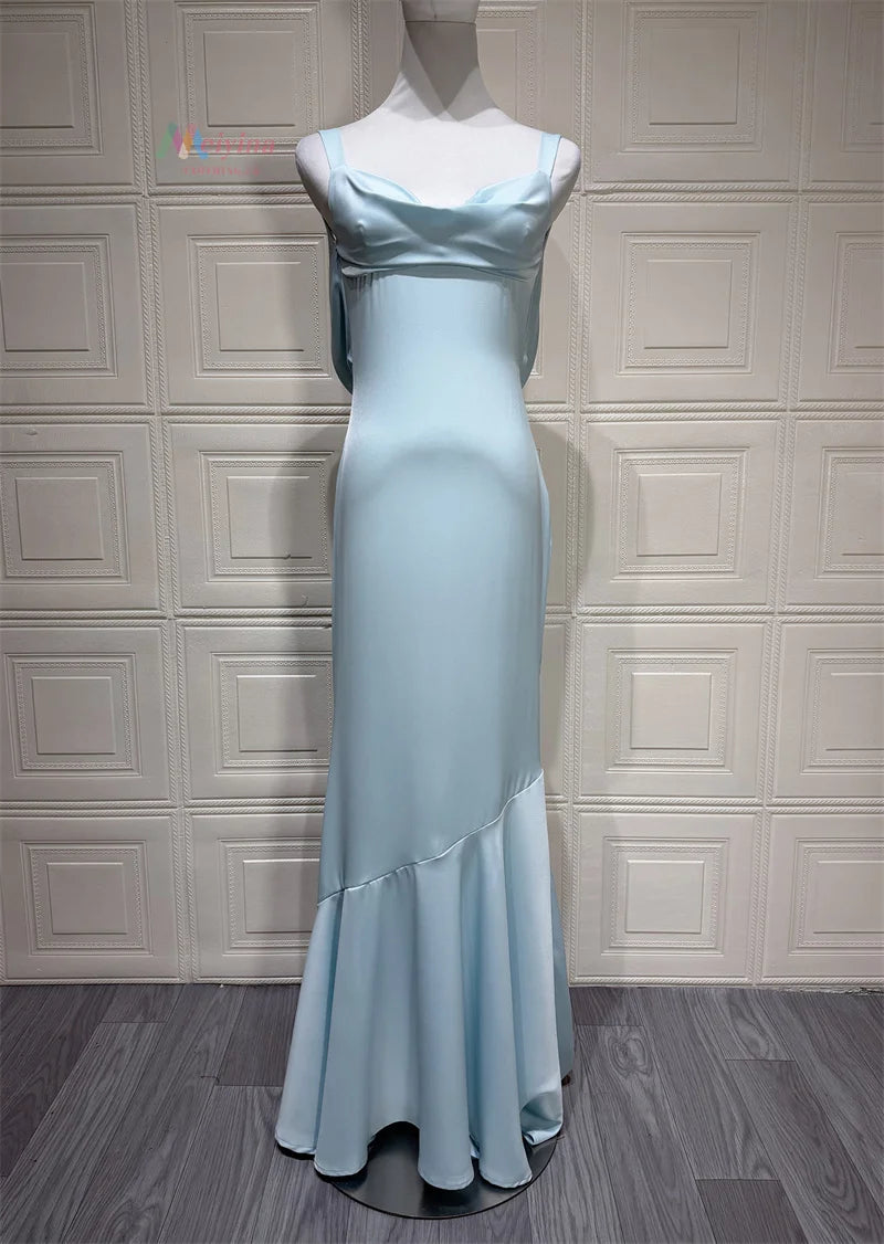 Cowl neck backless maxi dress on mannequin