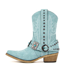 Western Embroidered Block Heel Boots
