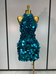 Halter Sequin Mini Dress front view