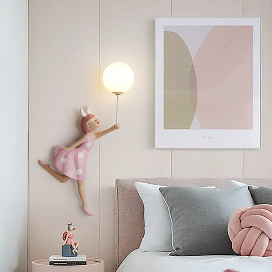 Pink Cute Girl Wall Lamp Background Décor Wall Light 3D