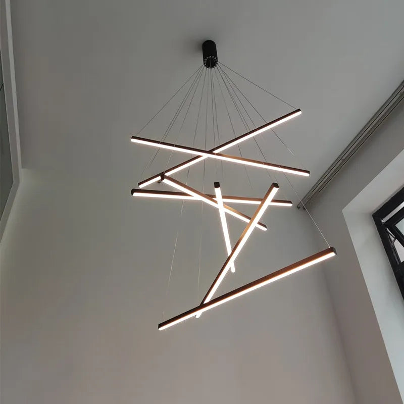 Black Chandelier Long Line LED Pendant Lamp Indoor Lighting Fixture