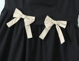 Slash collar Spliced Bow Swing Midi Dress For Women