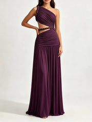 One Shoulder Braided Cutout Maxi Dress