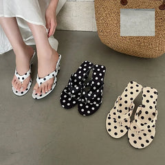 Polka Dot Wedge Flip Flops