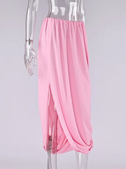 Flowy Draped Waist Maxi Skirt
