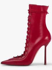Lace Up Knee High Heel Boots