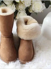 Real Fur Wool Women Winter Snow Boots