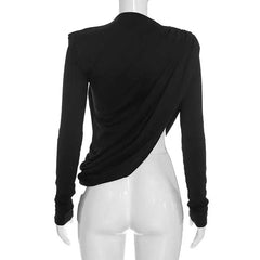 Draped Turtleneck Long Sleeve Top