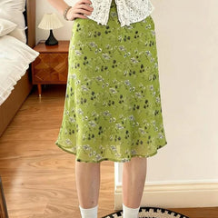 Floral A-line midi skirt