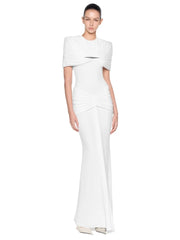 Draped detail maxi dress in white