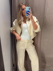 Cropped Ribbed Hem Bomber Jacket