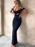 Hollow Out Spaghetti Strap Backless Long Dress