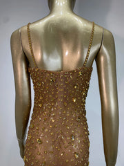 Rhinestone Mesh Embellished Spaghetti Strap Maxi Dress