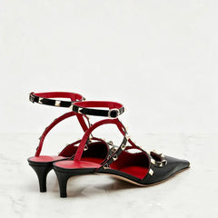 Riveted Square Toe Stiletto Heels