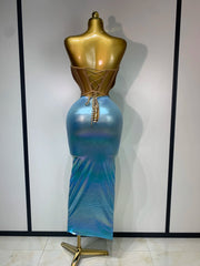Strapless Crystal Embellished Body-Con Maxi Dress