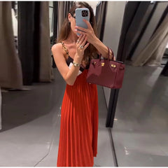 Colorblock Chain Strap Maxi Dress