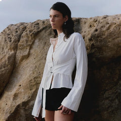 Flared Sleeve Belted Shirt