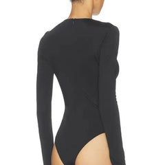 Black Heart Rhinestone Asymmetrical Bodysuit