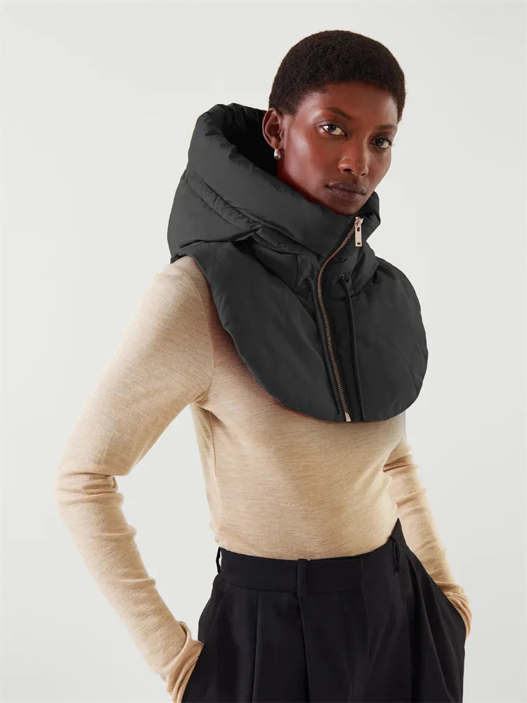 Women Zippers Hooded Coats O Neck Short Vests