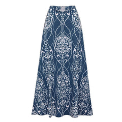 Blue Architectural Print Two-Piece Swimwear Set