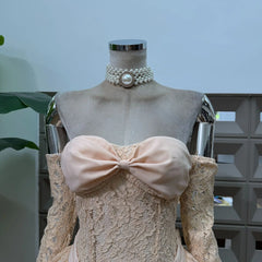 Lace Bow Off shoulder Mini Dress