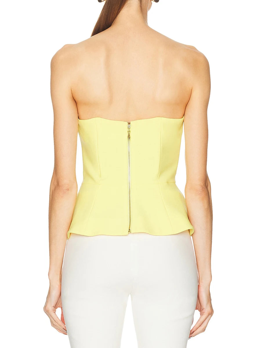 Floral Embellished Strapless Peplum Top back view