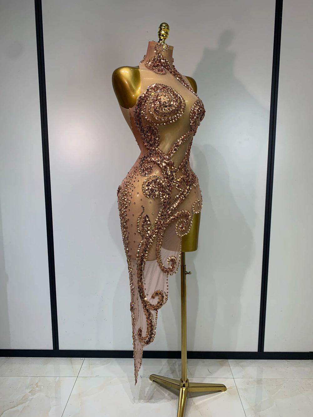 Mesh sequin asymmetric dress from a slightly different angle