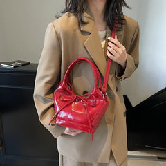 Red PU Leather Shoulder Bags for Women