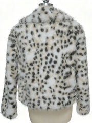 Spotted Faux Fur Lapel Jacket