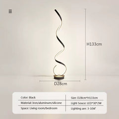Modern LED Strip Floor Lamp Black White Floating Light