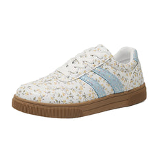 Floral Round Toe Lace Up Sneakers