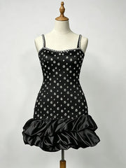 Embellished Puff Hem Strapless Mini Dress