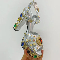 Embellished Platform Chunky Heel Sandals