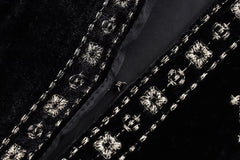 Velvet Embroidered Cropped Jacket