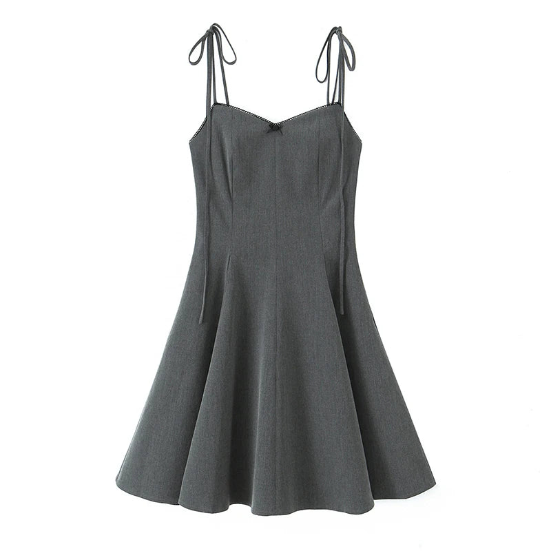 Gray dress with thin straps on a white background