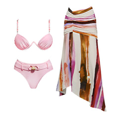 Floral print two-piece swimsuit set