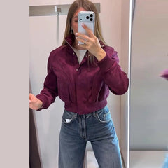 Stand Collar Ribbed Bomber Jacket