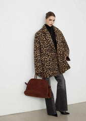 Curly Shaggy Leopard Faux Fur Blazer