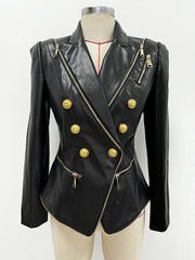 Faux Leather Double Breasted Blazer on Mannequin