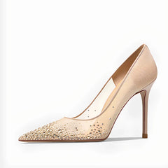 Rhinestone Mesh Stiletto Pumps