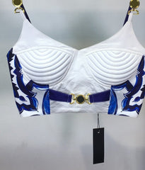 Spaghetti strap Top & Blue White Porcelain Skirt 2 Pieces Set