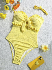 Textured One Piece Swimsuit Set