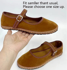 Velvet Buckle Strap Flats