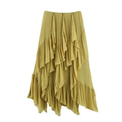 Ruffled Asymmetric Hem Maxi Skirt