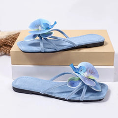 Floral Square Toe Slides