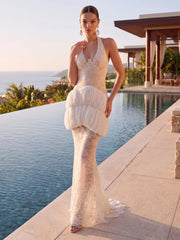 Lace halter neck dress