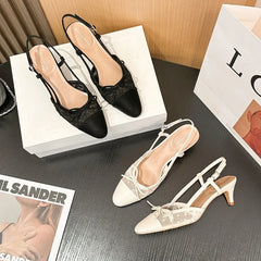 Lace Slingback Kitten Heels