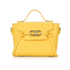 Structured Top Handle Short Gold Hardware Bag