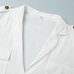 White Belted Utility Shirt Dress