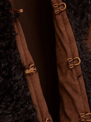 Shearling Trim Faux Suede Jacket